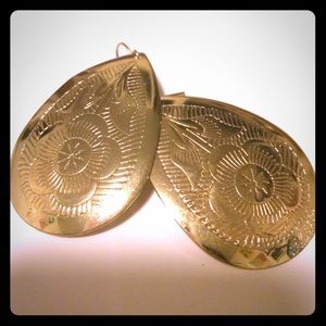 "Gold" flower engraved earrings