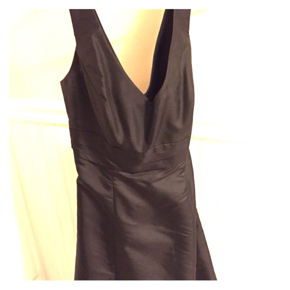 Black knee length halter top bridesmaids dress