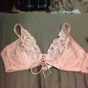 Unlined plunge lace bra corset detail