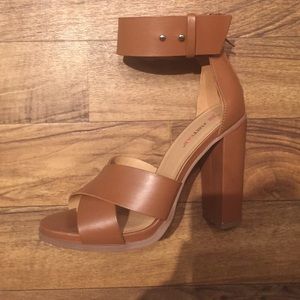 Open Toe Brown Block Heels