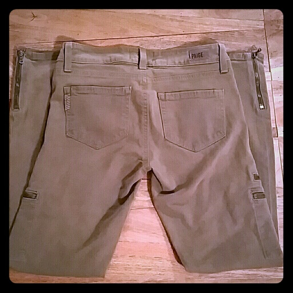 Paige Jeans Olive Green with zip Skinny