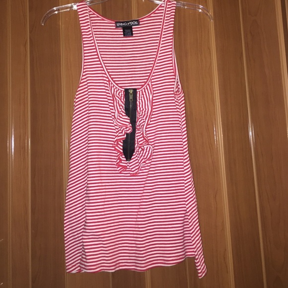 Red/White Striped Tank Top w/Zipper