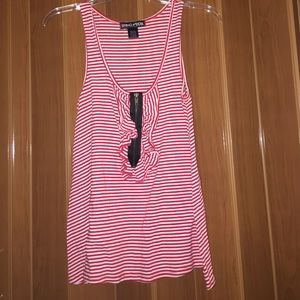 Red/White Striped Tank Top w/Zipper