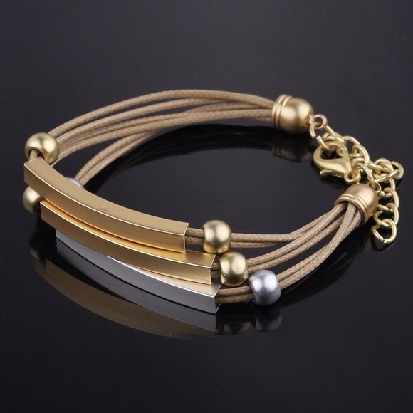 3 Colors Metal Rope Gold ID Bracelets