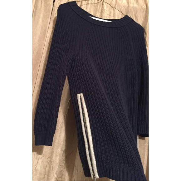 NWOT J. Crew Crochet Navy Side Zip Sweater