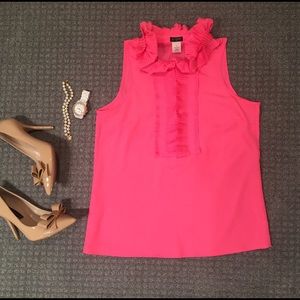 J. Crew Factory Sleeveless Ruffle Top - Hot Pink