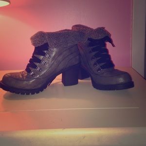 Gray Lace-Up Booties