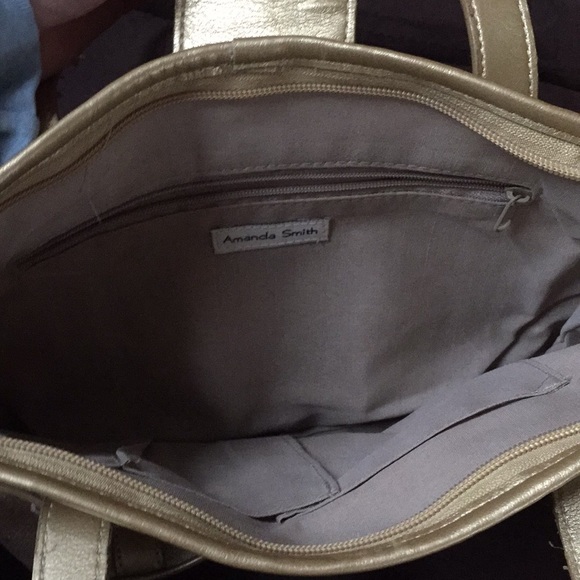 Gold color Amanda Smith tote. - Picture 3 of 4
