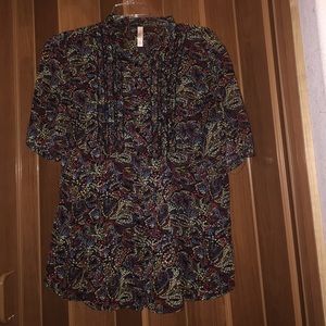 Black Chiffon Patterned Blouse