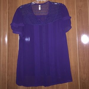 Purple Chiffon Blouse Button up