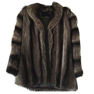 Raccon fur mid length coat