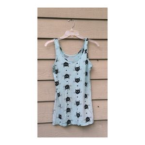 Blue cat tank top