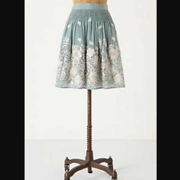 Anthropologie Sagebrush Skirt 8 embroidered