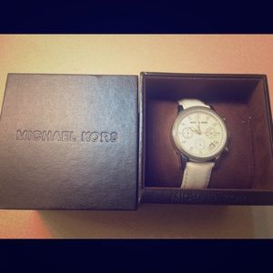 Michael Kors white leather band watch