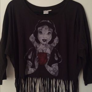 Snow White Dark Grey Crop Top With Fringe