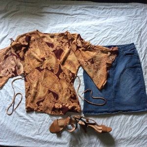 Blouse & denim skirt bundle!