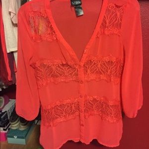 Buckle brand sheer Red blouse
