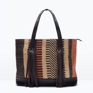 Zara Leather Fringe Shopper