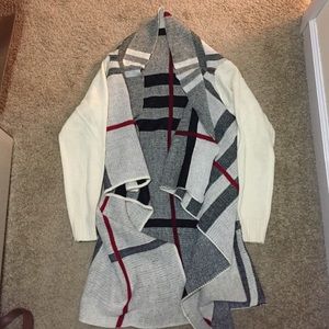 Plaid waterfall cardigan