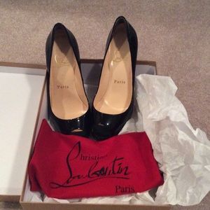 Black patent leather heels