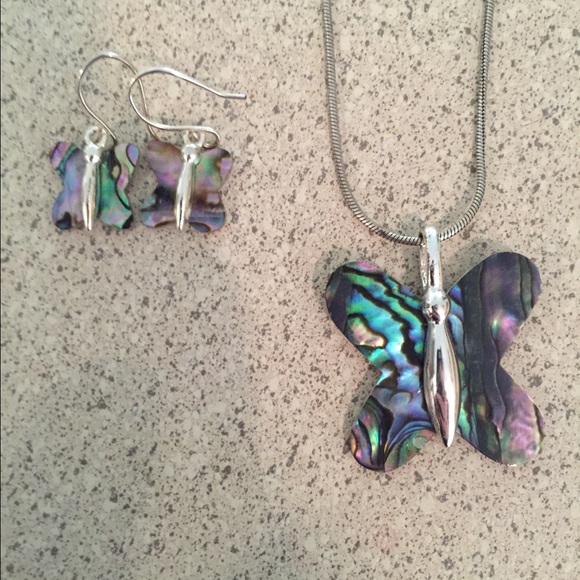 Earrings and necklace set.