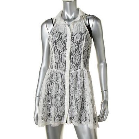 millau lace dress MILLAU Ivory Lace Sleeveless Above Knee Casual S