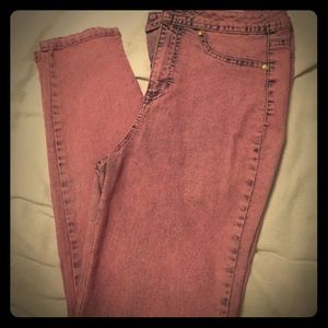 Acid wash high waist pink skinny jeans