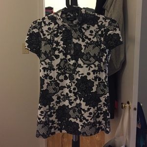 Express black and white paisley top