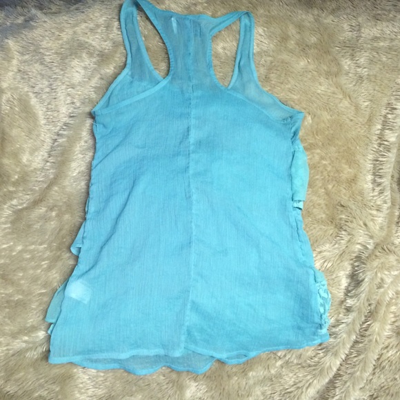 Blue tank top with frills - Picture 2 of 2