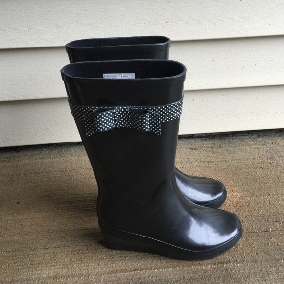 Wedge Rain Boots with Polka Dot Bows!🌧