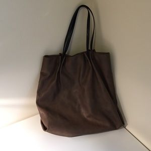 ZARA TRAFALUC BROWN STUDDED TOTE