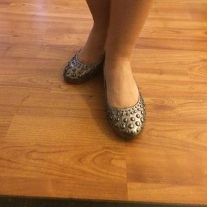 Silver/Gray flats with round studs