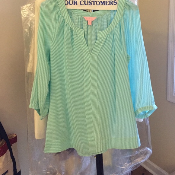 LILLY PULITZER Striped Silk Blouse