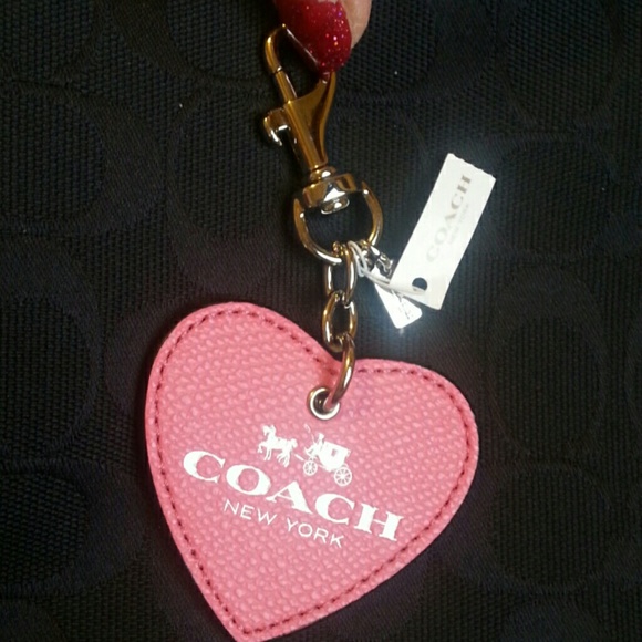 NWT Coach pink heart key fob