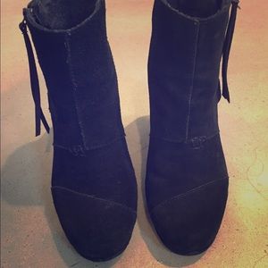 TOMS wedge booties in black