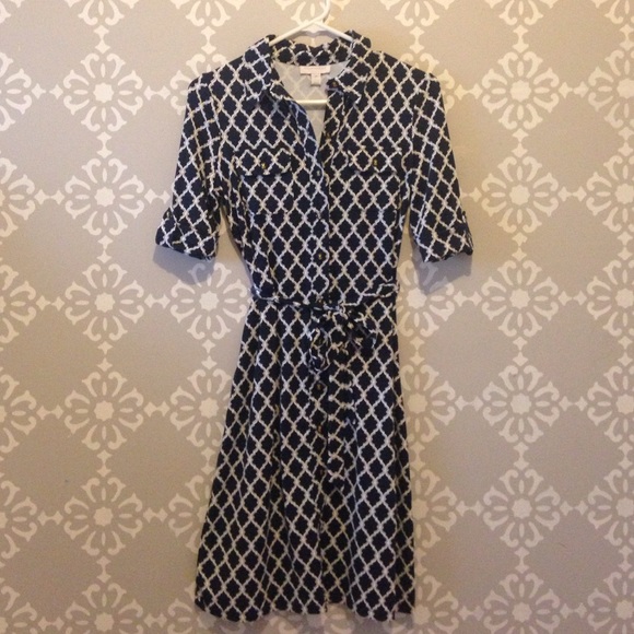 Quatrefoil button up dress