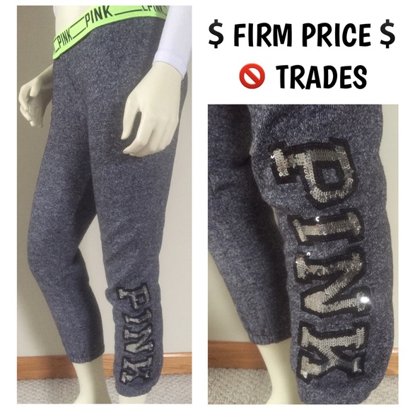 PINK Victoria's Secret Pants - VS VICTORIAS SECRET PINK Gray bling sweat pants XS
