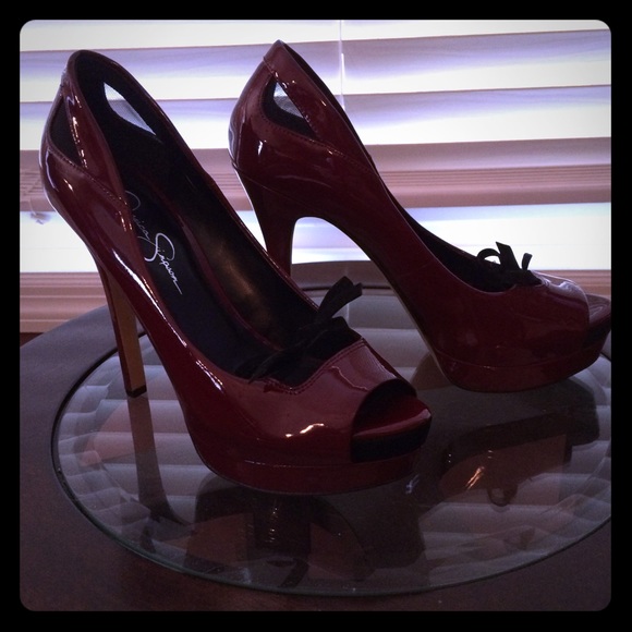 Jessica Simpson dark red heels