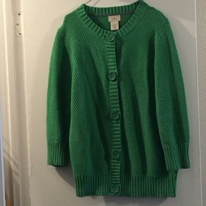 Green LL Bean Cardigan Sweater