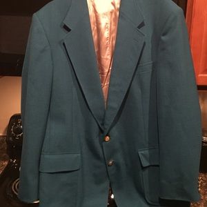 Men teal blue blazer w/ gold buttons