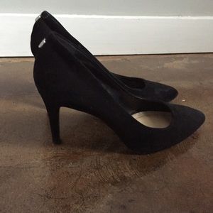 Black suede heels