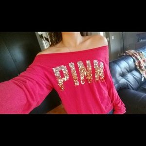 SOLD!! VS PINK Long Sleeve Bling Ombre Tee