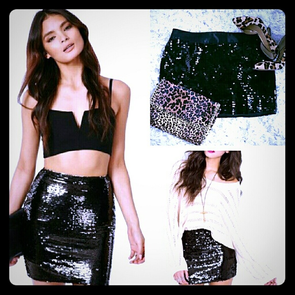 Express Dresses & Skirts - Express Design Studio Black sequinned mini skirt