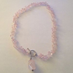 Rose Quartz toggle necklace