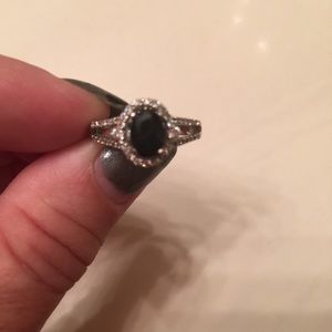 10K white gold diamond/sapphire ring