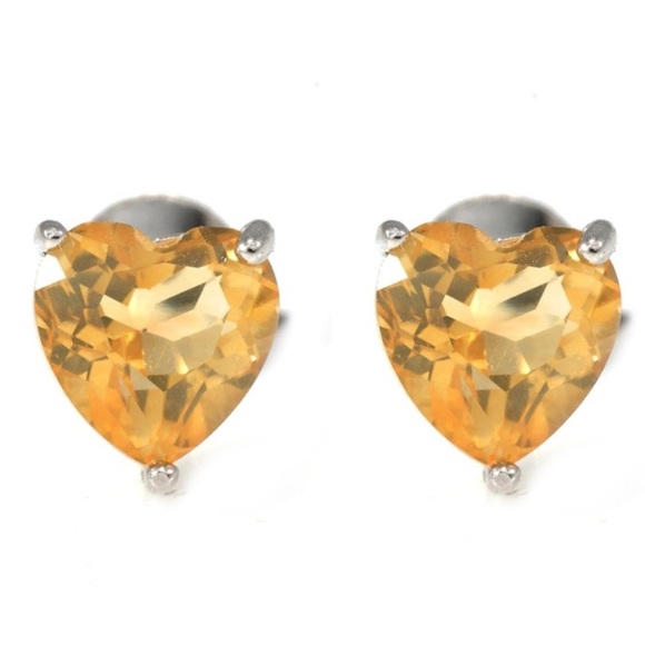 Citrine heart Sterling silver earrings