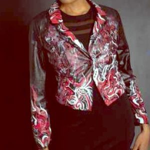Red black & white graffiti blazer