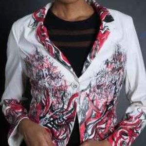 Red black & white graffiti blazer