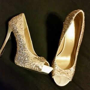 Gold sequin heels