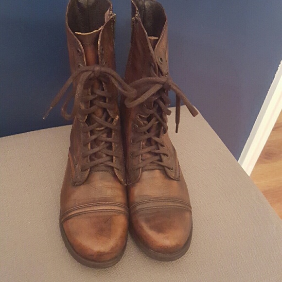 Brown leather Steve Madden boots. Worn once/SOLD - Picture 1 of 4